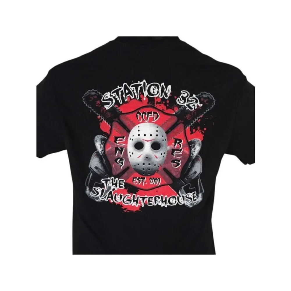 Vegas Firefighter T Shirt Mens Size Small Black Station 32 The Slaughterhouse
